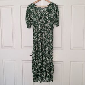 Ba&sh V-Neck Maxi/Midi Green Floral Dress